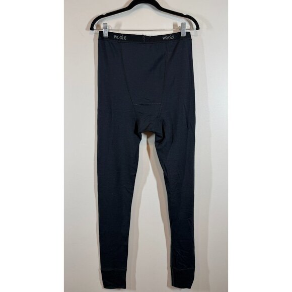 Woolx Men's Large Black 100% Merino Wool Thermal Base Layer Leggings - Picture 1 of 9